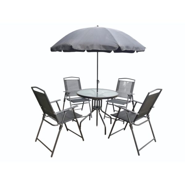 SUMMER SET Mаса + 4 столици и чадор за сонце